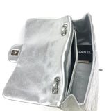 Silver Quilted Jumbo Classic Single Flap Lambskin Leather Bag / CHANEL