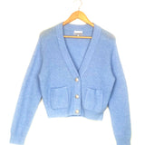 Sky Blue Brushed Ribbed-knit Cardigan / GANNI - Size S