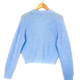 Sky Blue Brushed Ribbed-knit Cardigan / GANNI - Size S