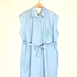 Sky Blue Cotton Poplin Crochet Pocket Short Sleeves Mini Dress / FORTE_FORTE - Size 1