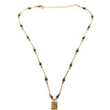 Square Pendant Beaded Necklace