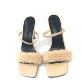 Stable Beige ADA 100mm Shearling Heeled Sandals / BY FAR - Size 37