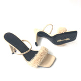 Stable Beige ADA 100mm Shearling Heeled Sandals / BY FAR - Size 37