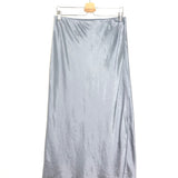 Steel Grey Satin Side Slip Midi Skirt / VINCE - Size M