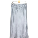 Steel Grey Satin Side Slip Midi Skirt / VINCE - Size M