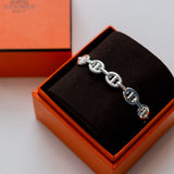 Sterling Silver Chaine d’Ancre Enchainee Open Cuff Bracelet / HERMES - Size 16.4 cm