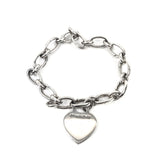 Sterling Silver "I LOVE YOU" Heart Tag Charm Chain Bracelet / TIFFANY & CO. - Size 19cm