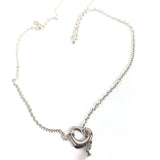Sterling Silver Open Heart with Freshwater Pearl LASSO Necklace design by Elsa Peretti / TIFFANY & CO. - Size 48cm