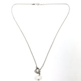 Sterling Silver Open Heart with Freshwater Pearl LASSO Necklace design by Elsa Peretti / TIFFANY & CO. - Size 48cm