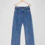 Stone-washed Blue Non-stretch Regenerative Cotton Denim Jeans - model LE CHOUCHOU / JACQUEMUS - Size 28
