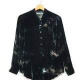Storm Tie Dye Velvet Raw Edge Long Sleeves Top / RAQUEL ALLEGRA - Size 1
