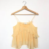 Sunshine Yellow Silk top with Square Neck and Asymmetric Ruffles - model TAMILA (SS23) / ISABEL MARANT - Size 36