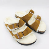 Tan Arizona Shearling Suede Leather  Sandals / BIRKENSTOCK - Size 38