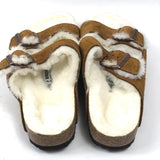 Tan Arizona Shearling Suede Leather  Sandals / BIRKENSTOCK - Size 38