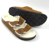 Tan Arizona Shearling Suede Leather  Sandals / BIRKENSTOCK - Size 38