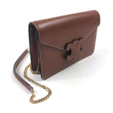 Tan TRIOMPHE Smooth Calfskin Leather Wallet on Chain Bag / CELINE
