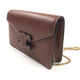 Tan TRIOMPHE Smooth Calfskin Leather Wallet on Chain Bag / CELINE