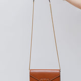 Tan TRIOMPHE Smooth Calfskin Leather Wallet on Chain Bag / CELINE