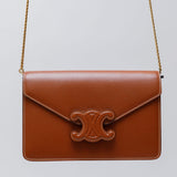 Tan TRIOMPHE Smooth Calfskin Leather Wallet on Chain Bag / CELINE