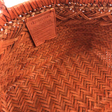 Tan TRIPLE JUMP SMALL 6 LINES Handwoven Leather Basket Bag / DRAGON