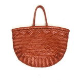 Tan TRIPLE JUMP SMALL 6 LINES Handwoven Leather Basket Bag / DRAGON