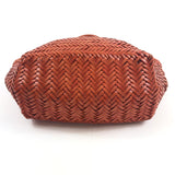 Tan TRIPLE JUMP SMALL 6 LINES Handwoven Leather Basket Bag / DRAGON