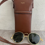 Tan Vegan Leather Sunglasses Pouch / CELINE