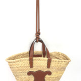 Tan/Natural TEEN Celine Classic Panier In Palm Leaves And Calfskin Shoulder Bag / CELINE