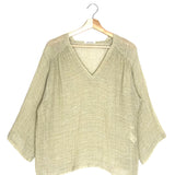 Taupe Cotton-Linen Blend Loose-fit Blouse / MASSCOB - Size M