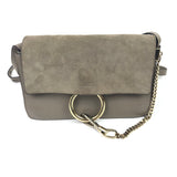 Taupe FAYE Small Suede and Leather Crossbody Bag / CHLOE
