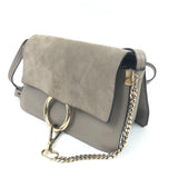 Taupe FAYE Small Suede and Leather Crossbody Bag / CHLOE