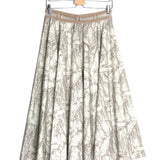 Taupe Printed Poplin Pleated Midi Skirt / CHRISTIAN DIOR - Size 40