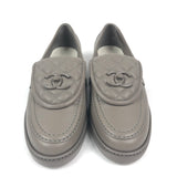 Taupe Quilted Lambskin Leather CC Turnlock Loafers / CHANEL - Size 37C