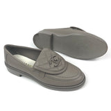 Taupe Quilted Lambskin Leather CC Turnlock Loafers / CHANEL - Size 37C