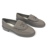 Taupe Quilted Lambskin Leather CC Turnlock Loafers / CHANEL - Size 37C