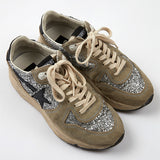 Dove-Gray Silver Glitter Embellished Suede Sneakers - model RUNNING / GOLDEN GOOSE - Size 37