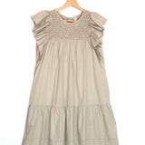 Taupe Smocked Ruffled Sleeves Mini Dress / SCARLETT POPPIES - Size S