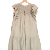 Taupe Smocked Ruffled Sleeves Mini Dress / SCARLETT POPPIES - Size S
