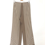 Taupe Striped Silk Crepe Wide Leg Pants / TOTEME - Size 34