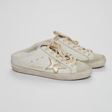 Taupe Suede and White Leather Superstar Sabot Sneakers with Gold Laminated Star / GOLDEN GOOSE - Size 37