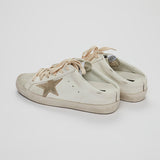 Taupe Suede and White Leather Superstar Sabot Sneakers with Gold Laminated Star / GOLDEN GOOSE - Size 37