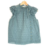 Teal English Embroidered GRACE Top / ULLA JOHNSON - Size 4