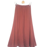 Terracotta Satinated Midi Skirt - One Size