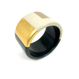 Tri-color Wide (5cm) Resin Bangle Bracelet / HERMES - Size 21
