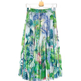 Tropical Print Linen Mesh Pleated Midi Skirt / RED VALENTINO - Size XS