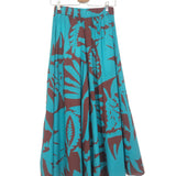 Turquoise and Rust Floral Print Palazzo Pants