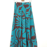 Turquoise and Rust Floral Print Palazzo Pants