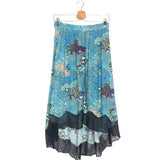 Turquoise Floral-print JOSLIN Midi Skirt / ZADIG & VOLTAIRE - Size XS