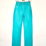 Turquoise Pebbled Leather Straight Leg Pants / REMAIN BIRGER CHRISTENSEN - Size 34