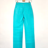 Turquoise Pebbled Leather Straight Leg Pants / REMAIN BIRGER CHRISTENSEN - Size 34